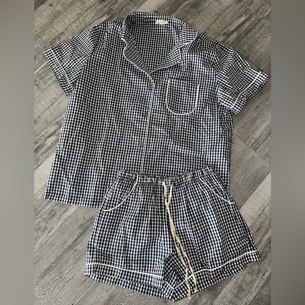 POL Black and White Checkered Pajama Set new